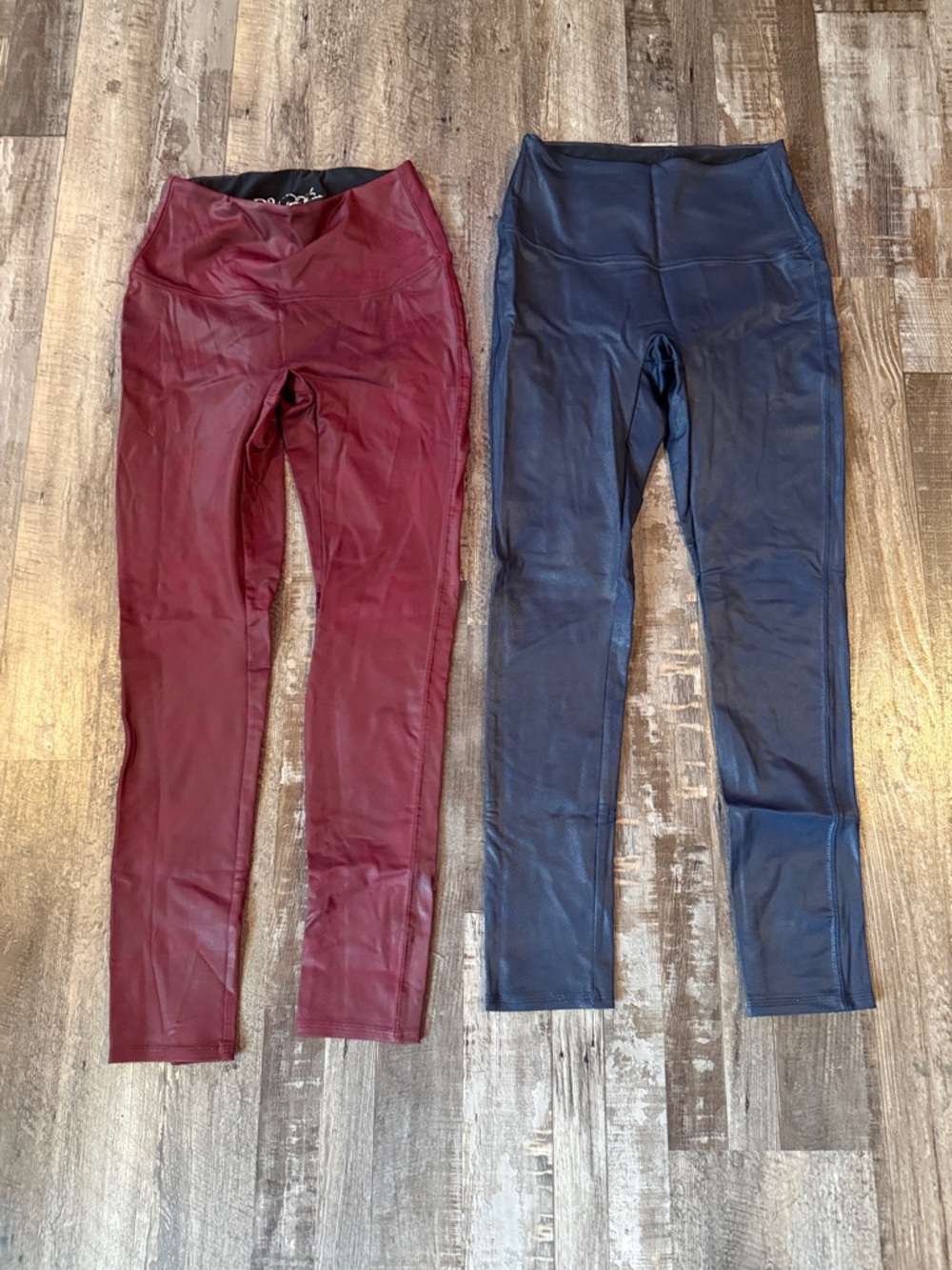 DG2 by Diane Gilman Faux Leather Leggings in Burgundy and Navy